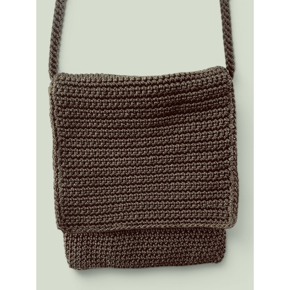 The Sak Handbags - The Sak Crochet Crossbody Bag Olive Green Hand Knit Flap‎ Shoulder Bag Retro